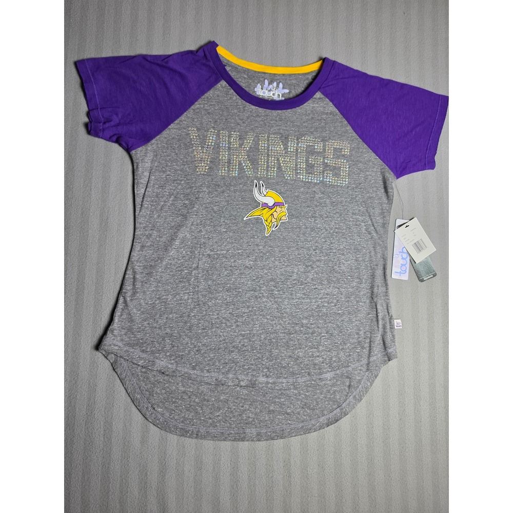 Touch by Alyssa Milano Minnesota Vikings Rhinestone Raglan Tee Gray Purple M